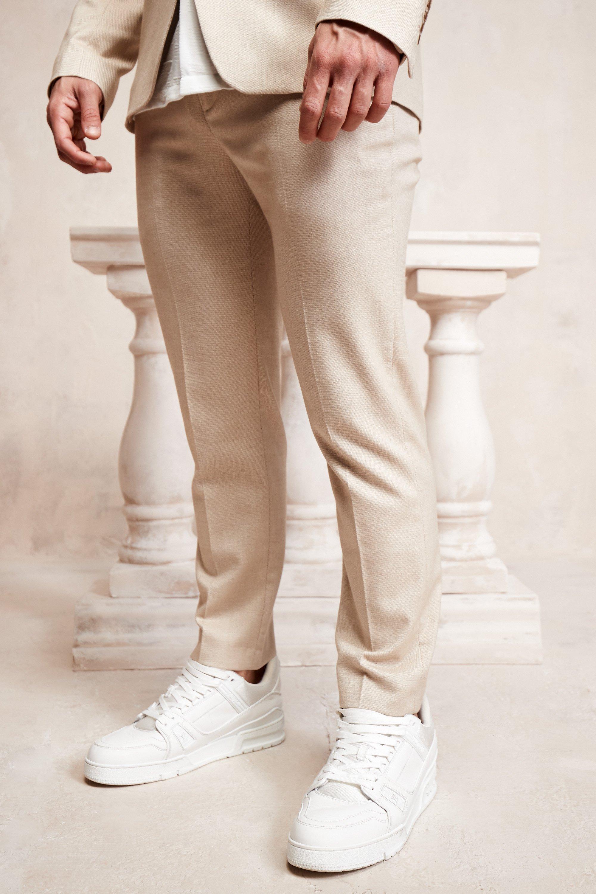 Slim Cropped Pique Suit Pants | boohooMAN USA product image