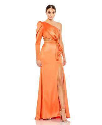 Mac Duggal Womens Ieena Puff One Sleeve Cut Out Side Knot Gown Product Image