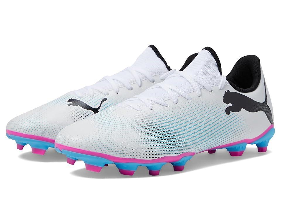 PUMA Future 7 Play Firm Ground/Artificial Ground (PUMA White/PUMA /Poison Pink) Men's Shoes Product Image