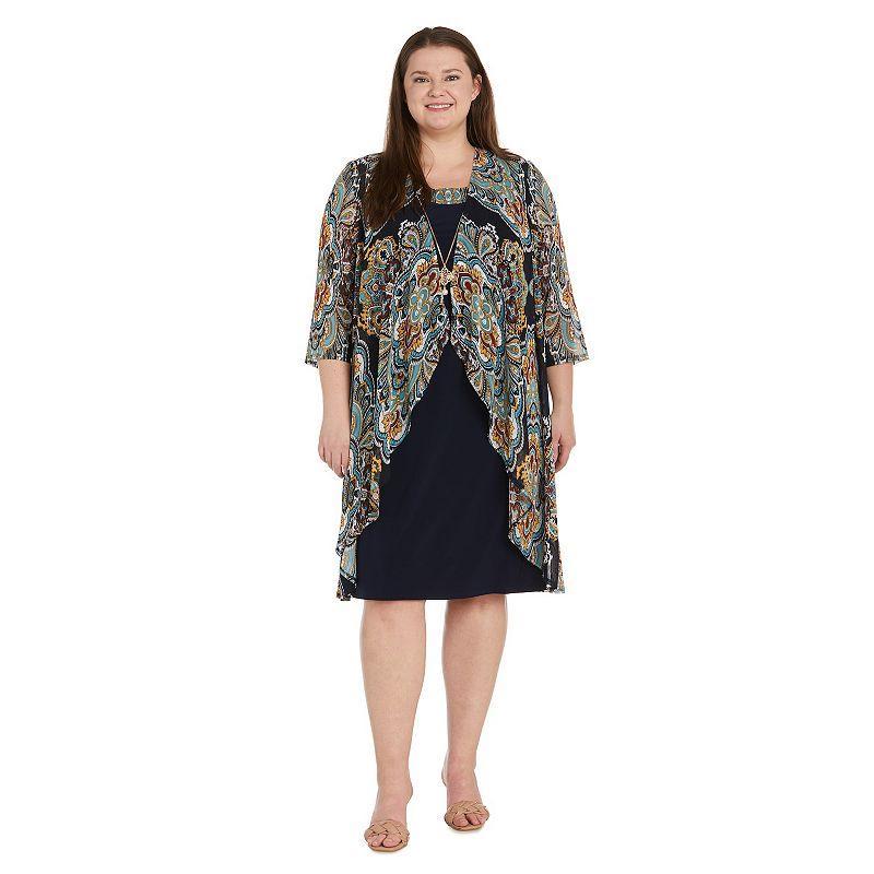 Womens R&M Richards Paisley Foil Flyway Jacket Dress Product Image