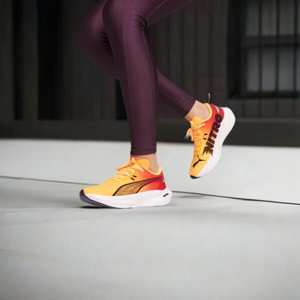 PUMA Deviate NITROâ¢ 3 FADE Women's Running Shoes in Sun Stream/Sunset Glow/White Product Image