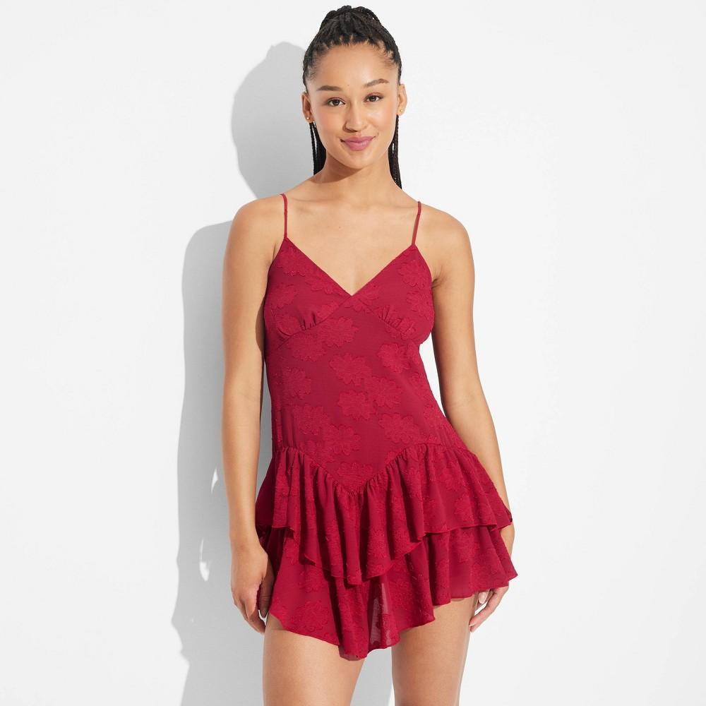 Womens Game Day Ruffle Mini Skater Dress - Wild Fable Cherry Red XXS product image