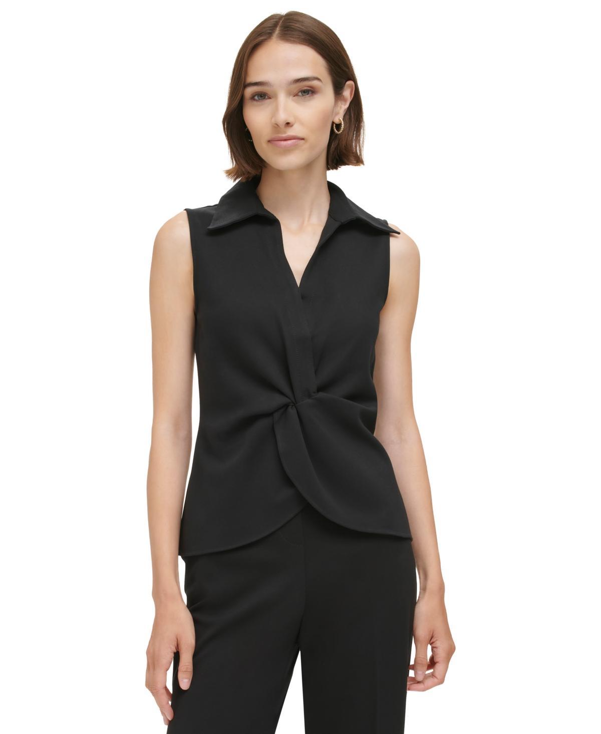 Calvin Klein Womens Sleeveless Twist-Front Top Product Image