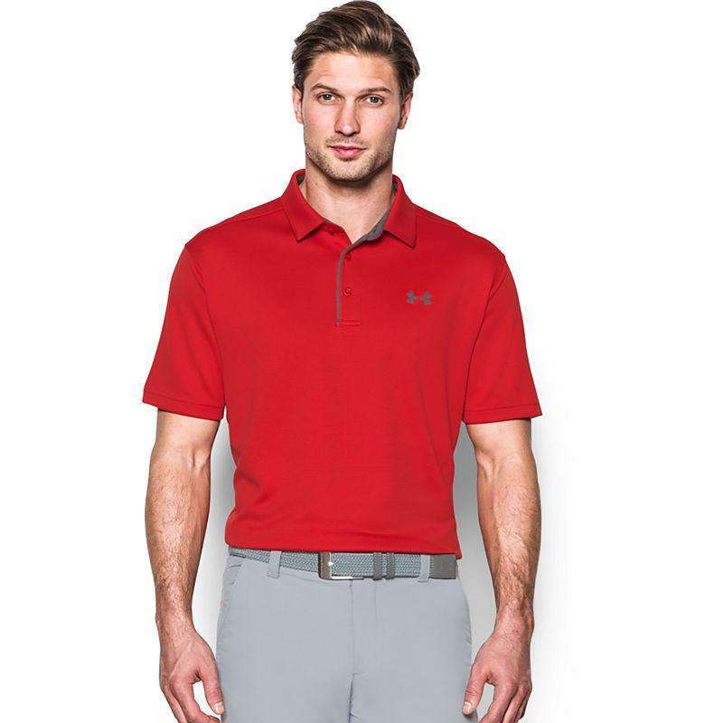 Mens Under Armour Tech Polo Red Product Image