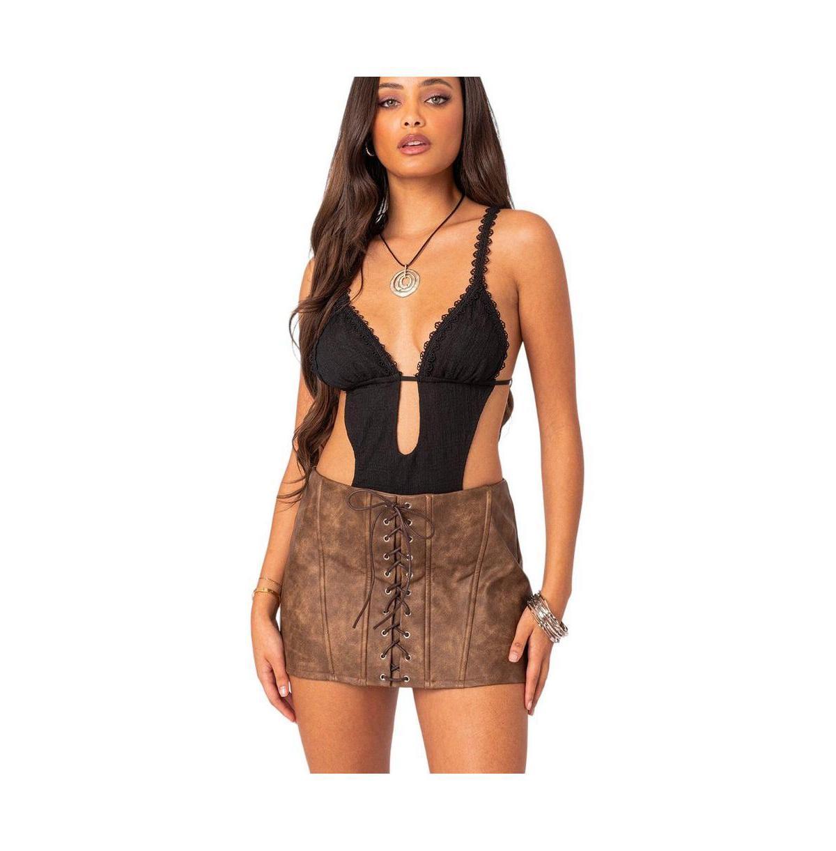 Edikted Womens Textured Cut Out Bodysuit Product Image