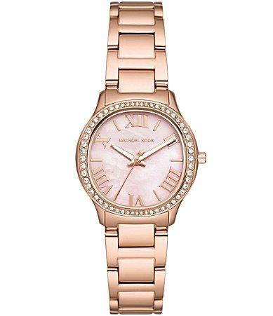 Michael Kors Womens Sage Three-Hand Rose Gold-Tone Stainless Steel Watch 31mm - Rose Gold-Tone Product Image