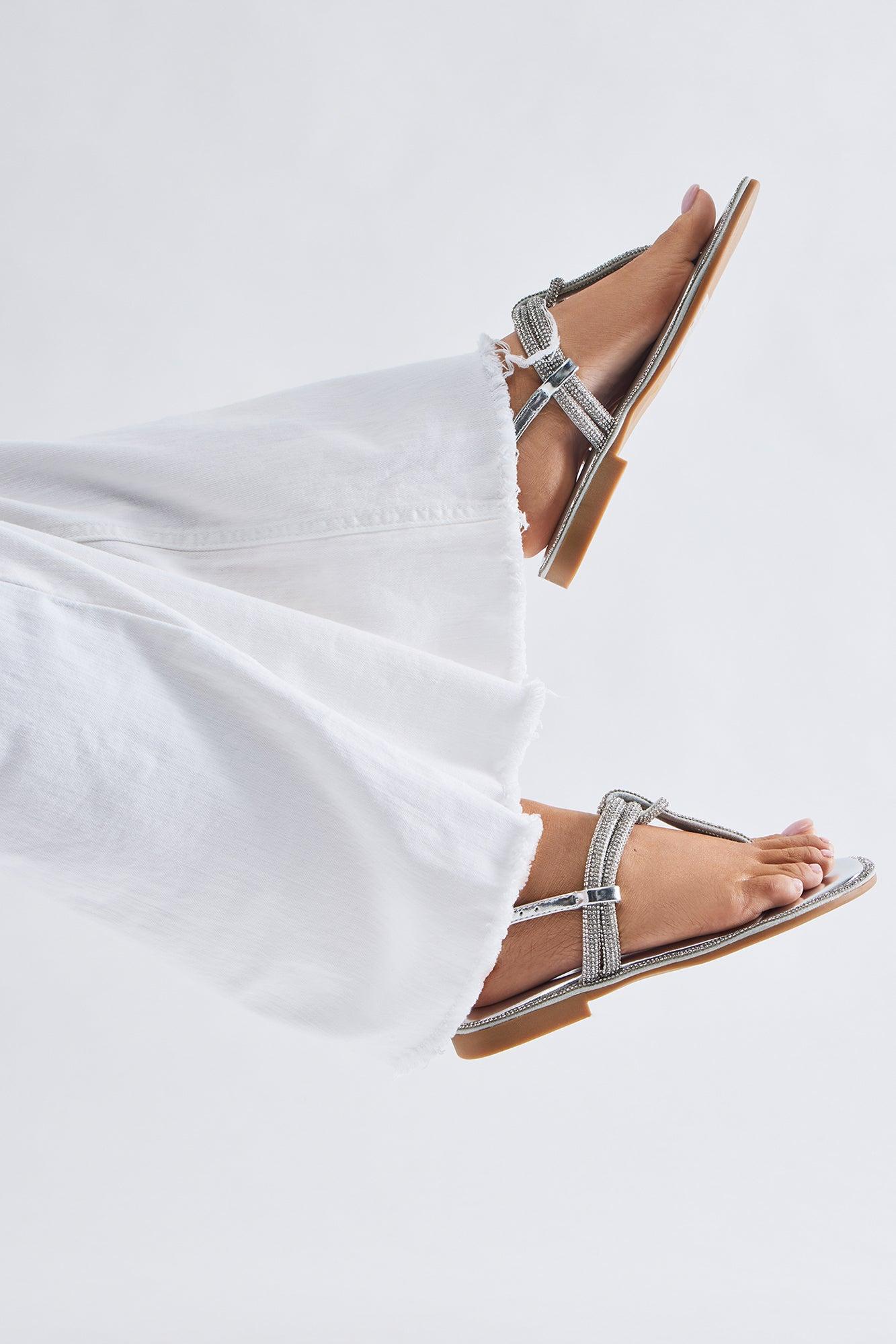 Lizzy Embellished Sandals - Silver Product Image