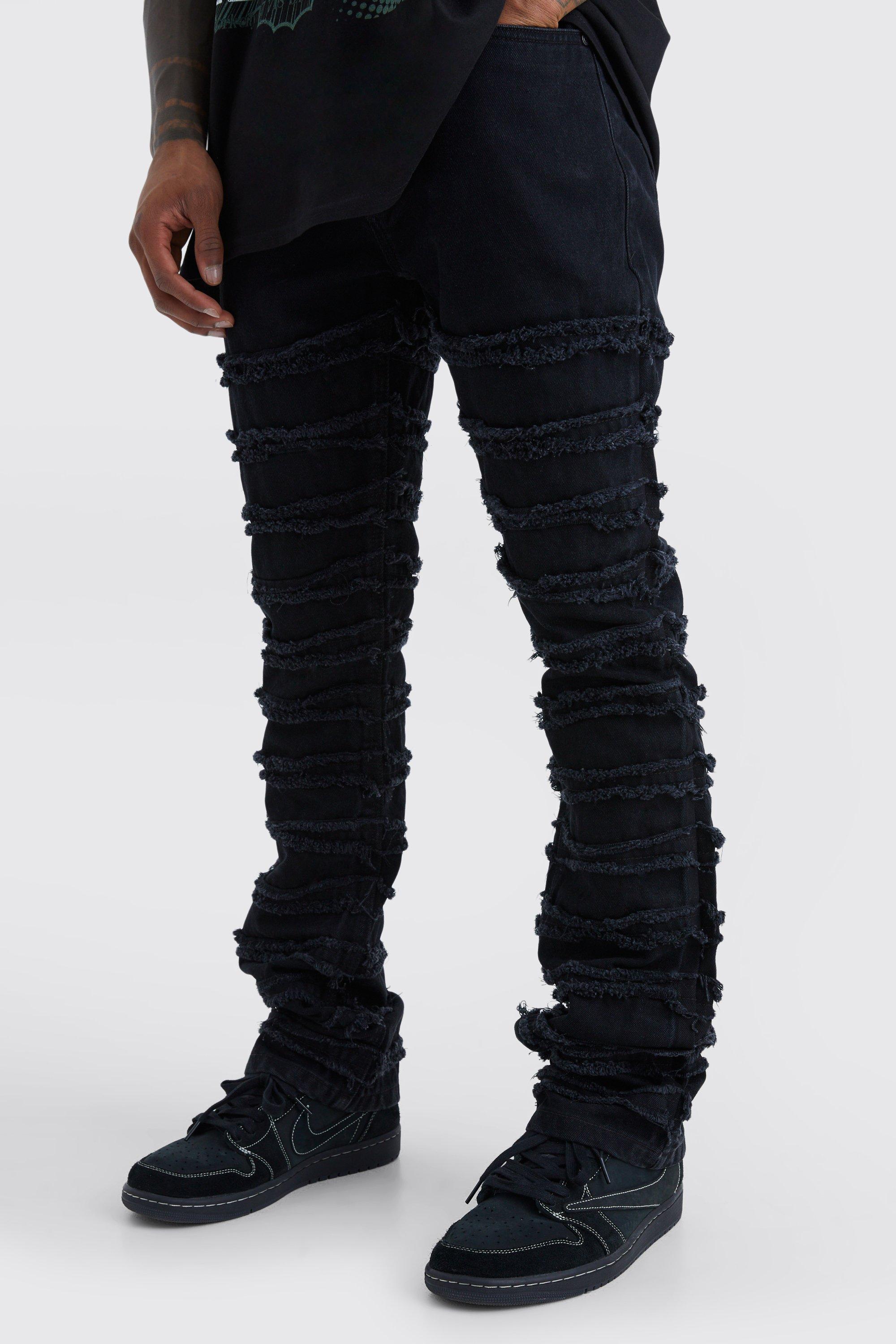 Slim Rigid Flare Frayed Panelled Jeans | boohooMAN USA Product Image