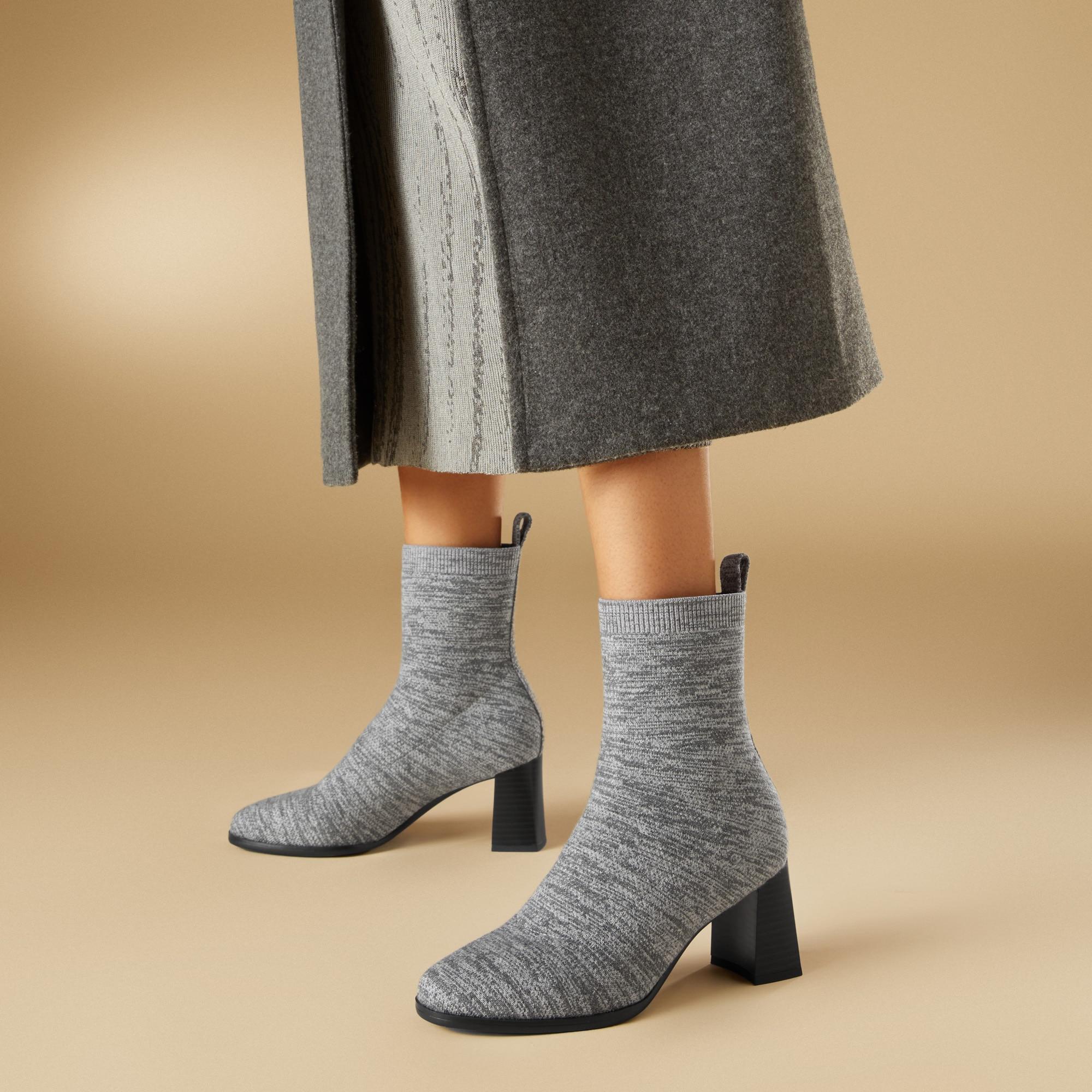 Round-Toe Wool Water-Repellent Heeled Boots (Thalita) Product Image