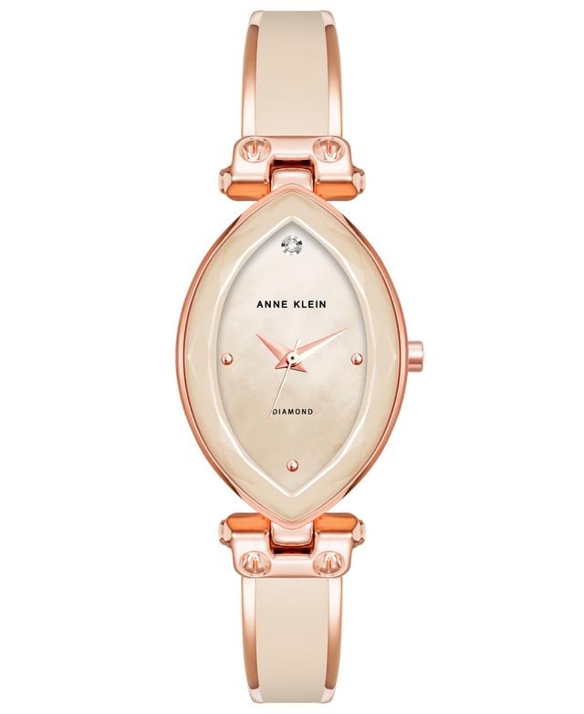 Anne Klein Womens Three-Hand Quartz Rose Gold-Tone Alloy Enamel Bracelet Watch, 24mm - Rose Gold-Tone, Blush Product Image