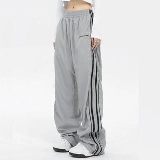 Low Rise Striped Loose-Fit Wide-Leg Sweatpants Product Image