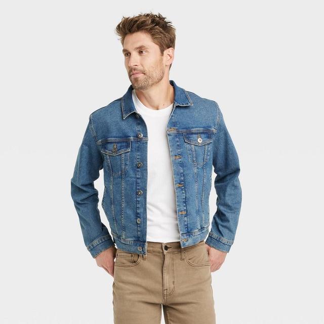 Mens Midwash Denim Trucker Jacket - Goodfellow & Co M Product Image