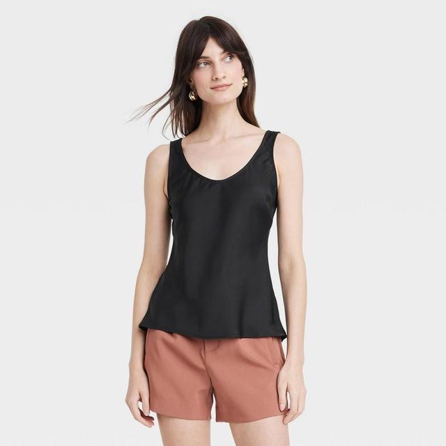 Womens Woven Shell Tank Top - A New Day Black Product Image