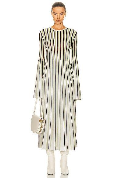 Stella McCartney Stripe Bell Sleeve Open Back Maxi Dress Product Image