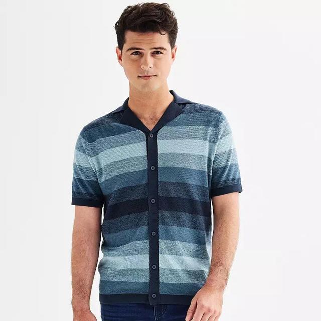 Mens Apt. 9 Striped Sweater Polo Blue Product Image