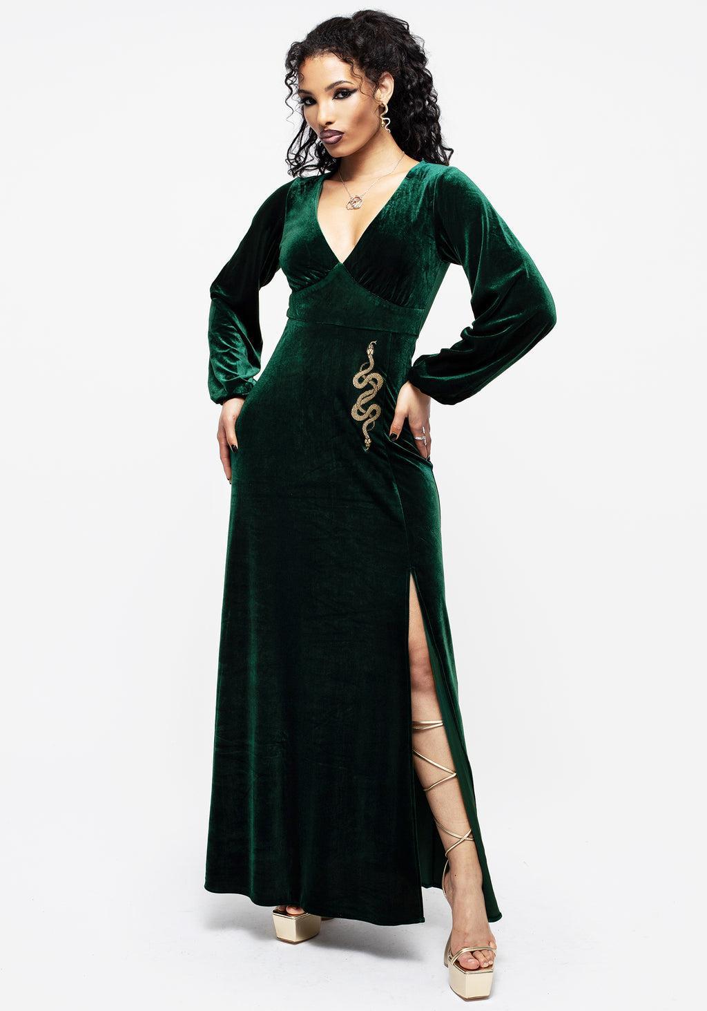 Zarina Long Sleeve Velour Maxi Dress Product Image