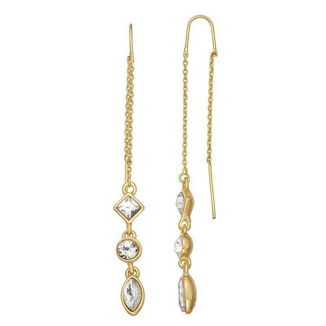 Nine West Gold Tone Threader Earrings, Womens, Clear Product Image