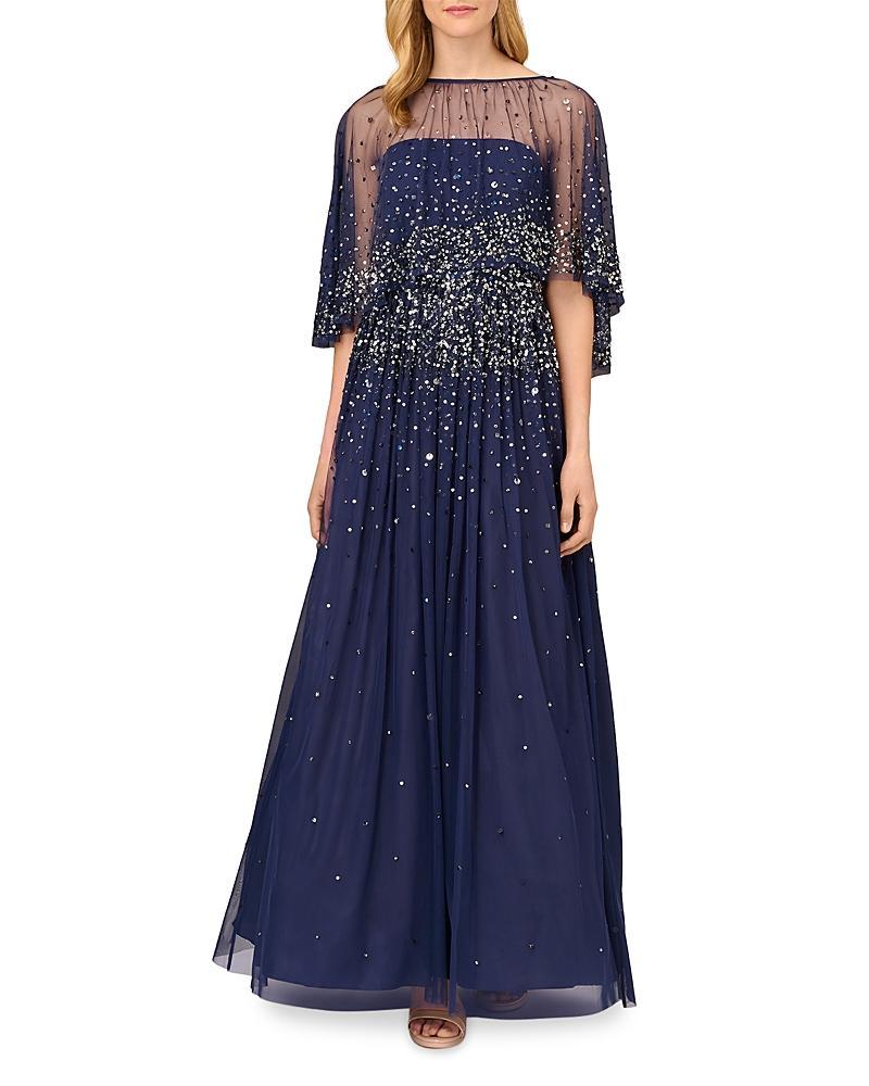 Womens Beaded Capelet Gown Product Image