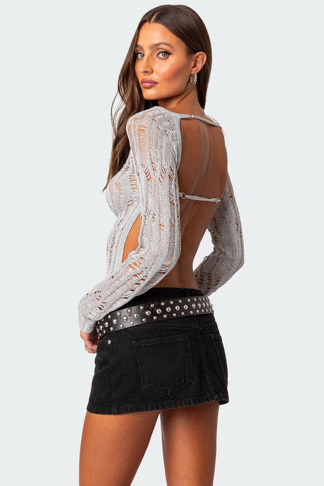 Open Back Metallic Knit Top Product Image