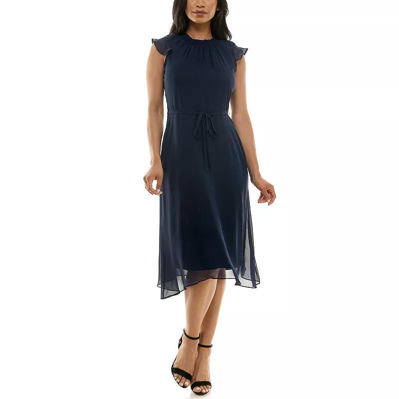 Womens Nina Leonard Mockneck Chiffon Dress Product Image