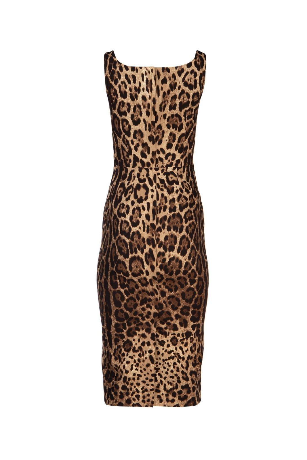 DOLCE & GABBANA Leopard-print Silk-blend Charmeuse Midi Dress In Leo New Product Image