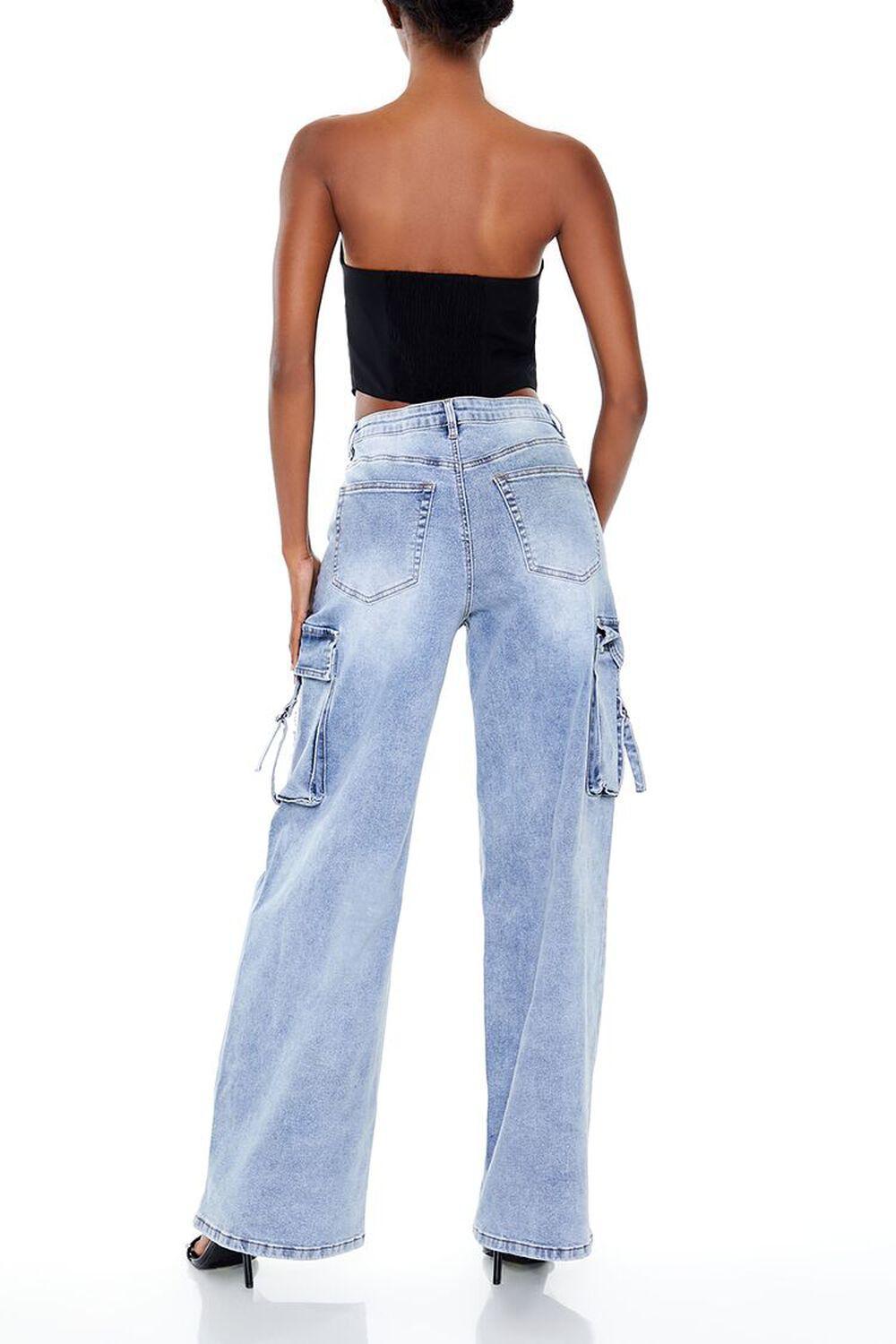 Distressed High-Rise Cargo Jeans | Forever 21 Product Image