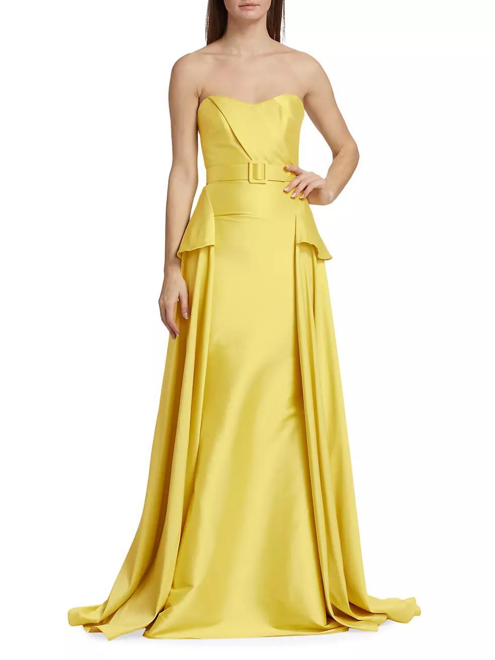 Belted Draped Mikado Gown Product Image