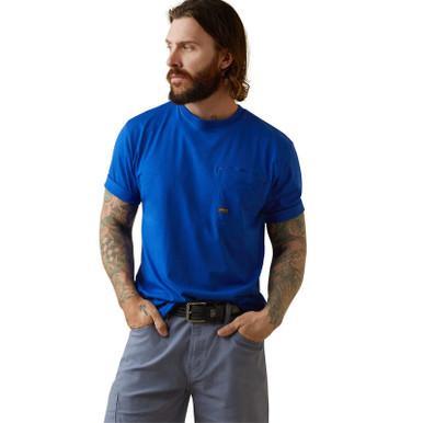 SALE Ariat® Men's Rebar Workman Logo Tee Shirt - Royal Blue/USA Product Image