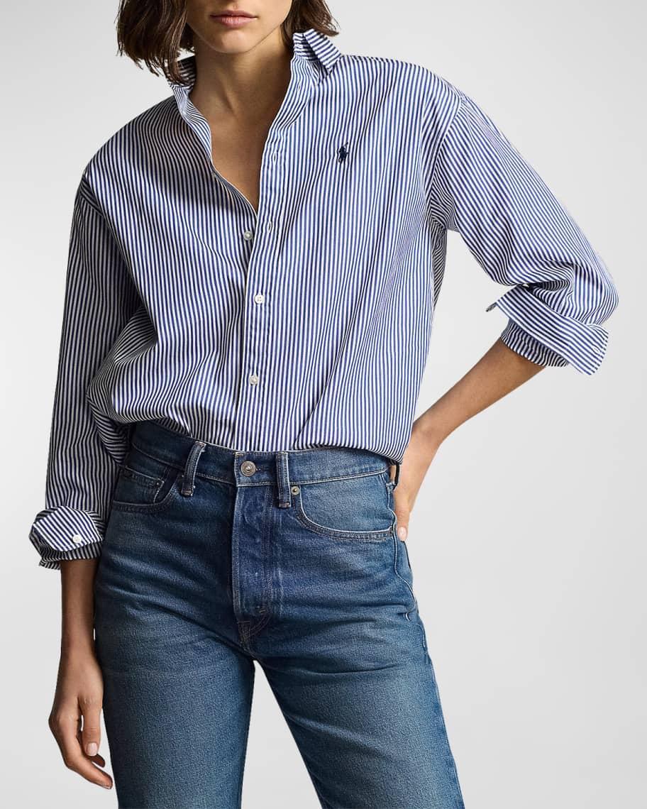 Striped Long-Sleeve Cotton Blouse product image