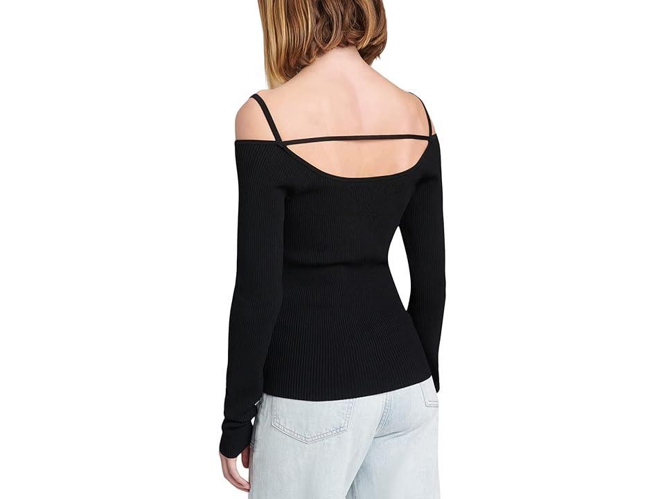 7 For All Mankind Off Shoulder Long Sleeve Top Women's Clothing Product Image