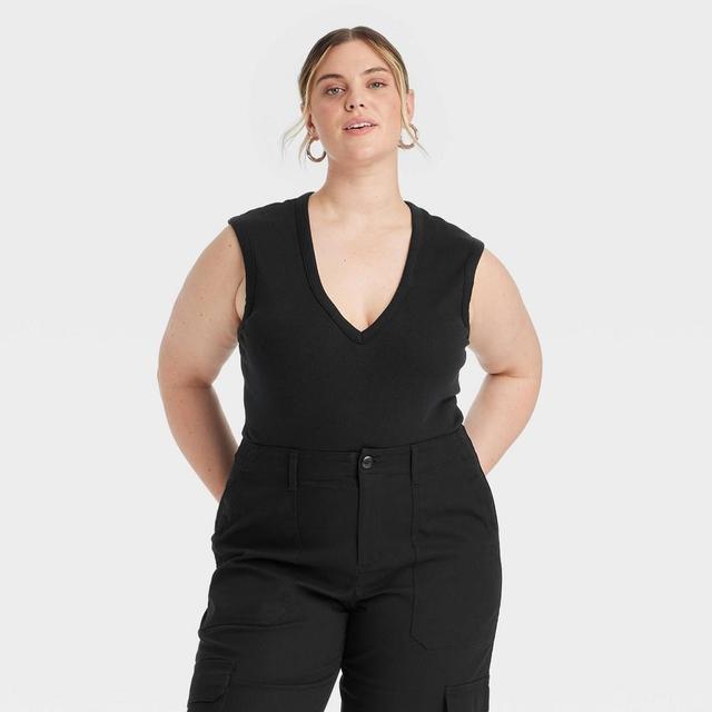 Womens Rib Bodysuit - Universal Thread Black 2X Product Image