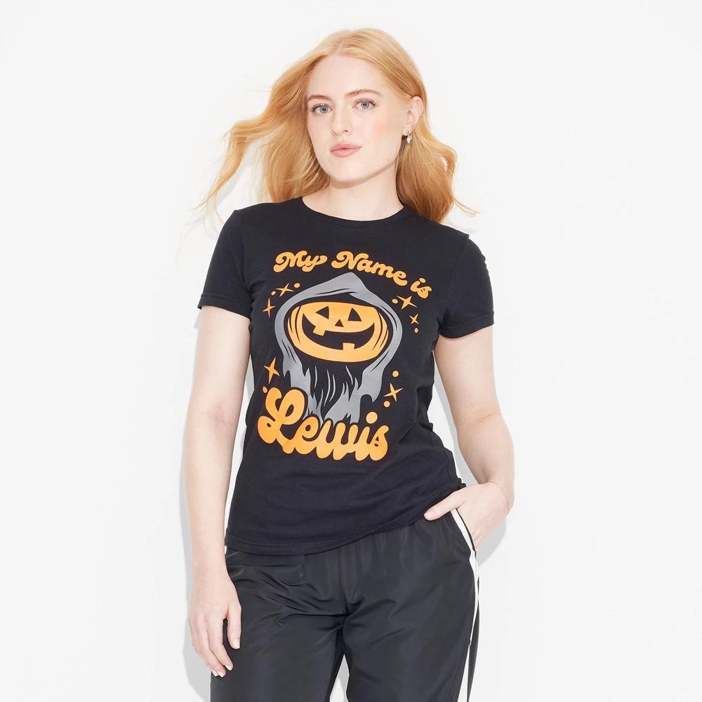 Womens Lewis & Friends Lewis The Pumpkin Ghoul Short Sleeve Graphic T-Shirt - Black Product Image