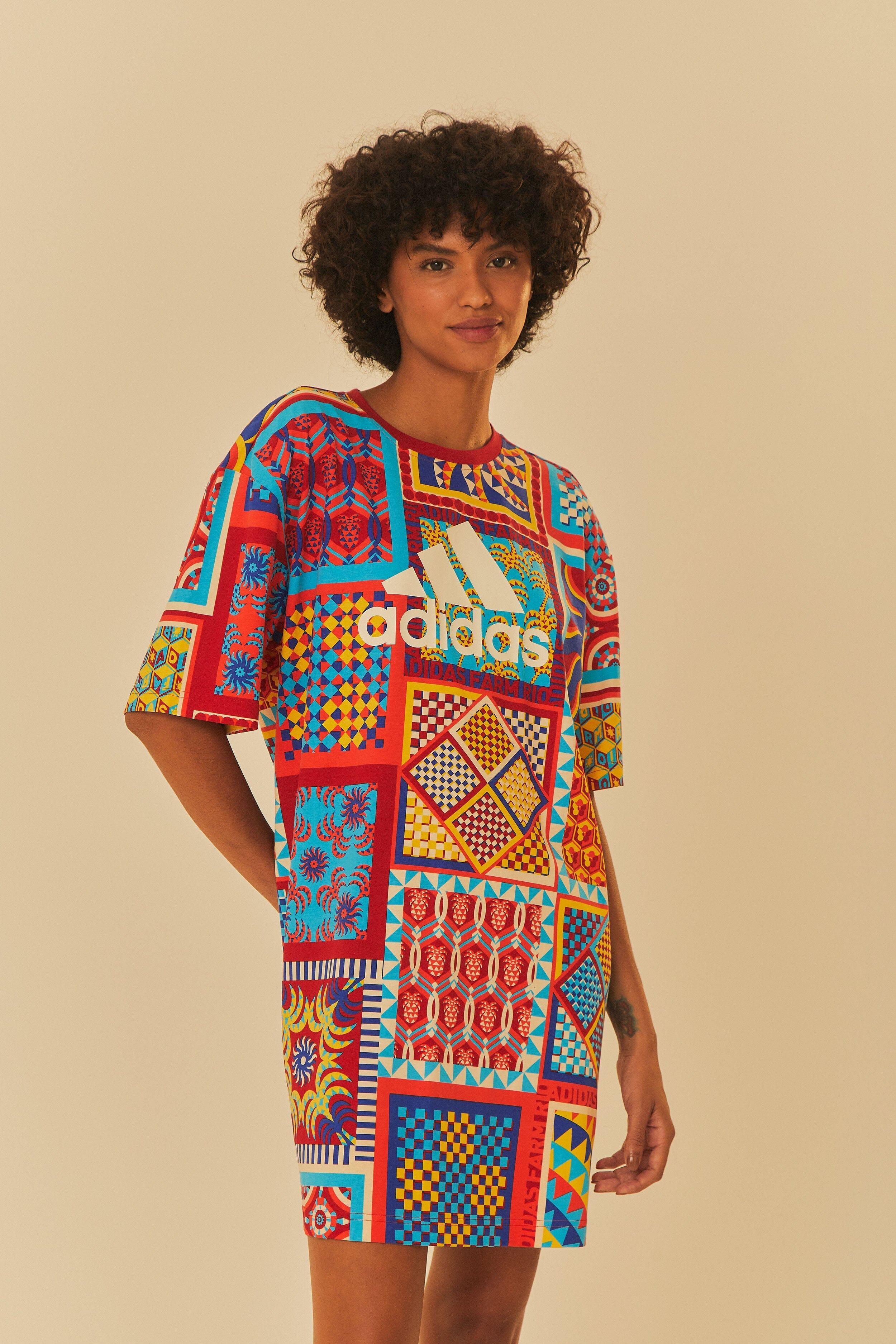 Adidas Farm Solar Kaleidoscope Blue Dress, BLUE / XS Product Image