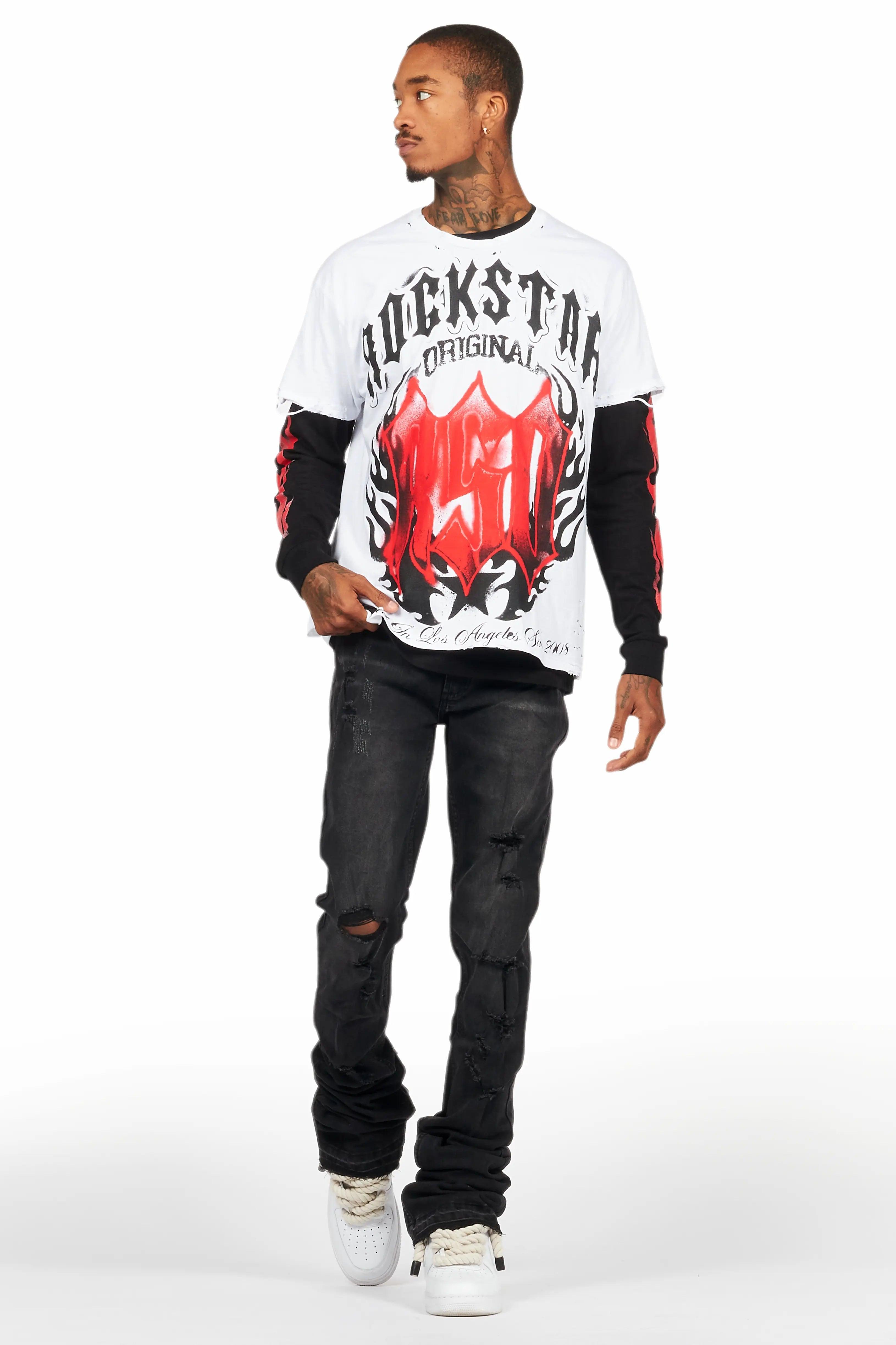 Stellan Dark Grey Super Stacked Flare Jean Male Product Image