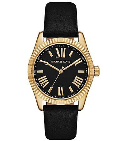 Michael Kors Womens Lexington Three-Hand Black Stainless Steel Watch 38mm Product Image