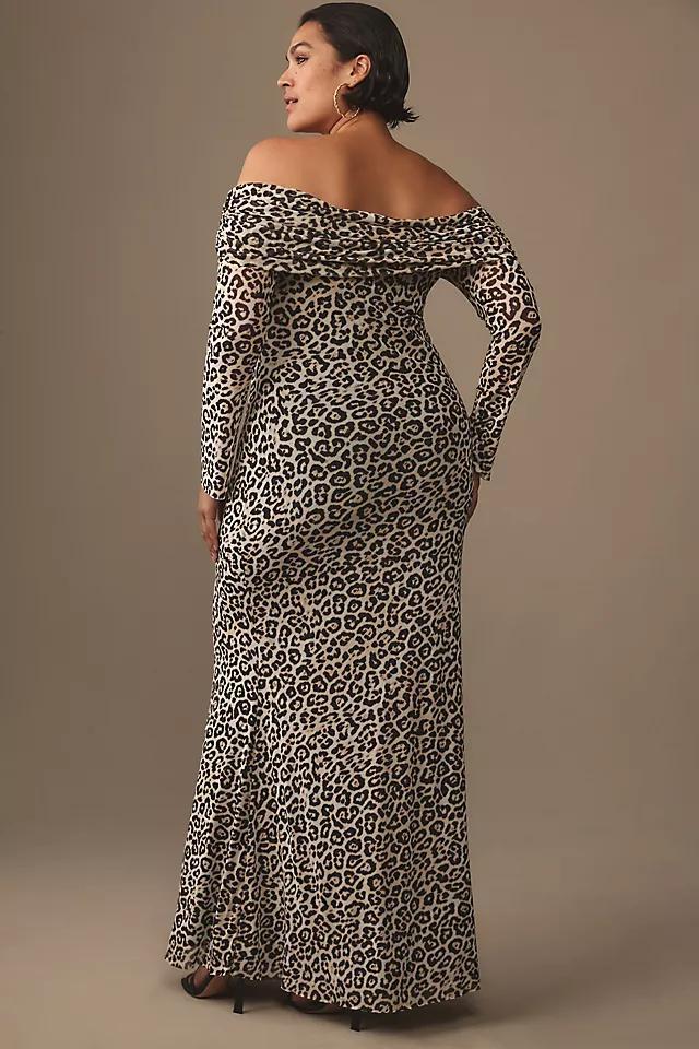 AFRM Long-Sleeve Off-The-Shoulder Mesh Maxi Dress Product Image