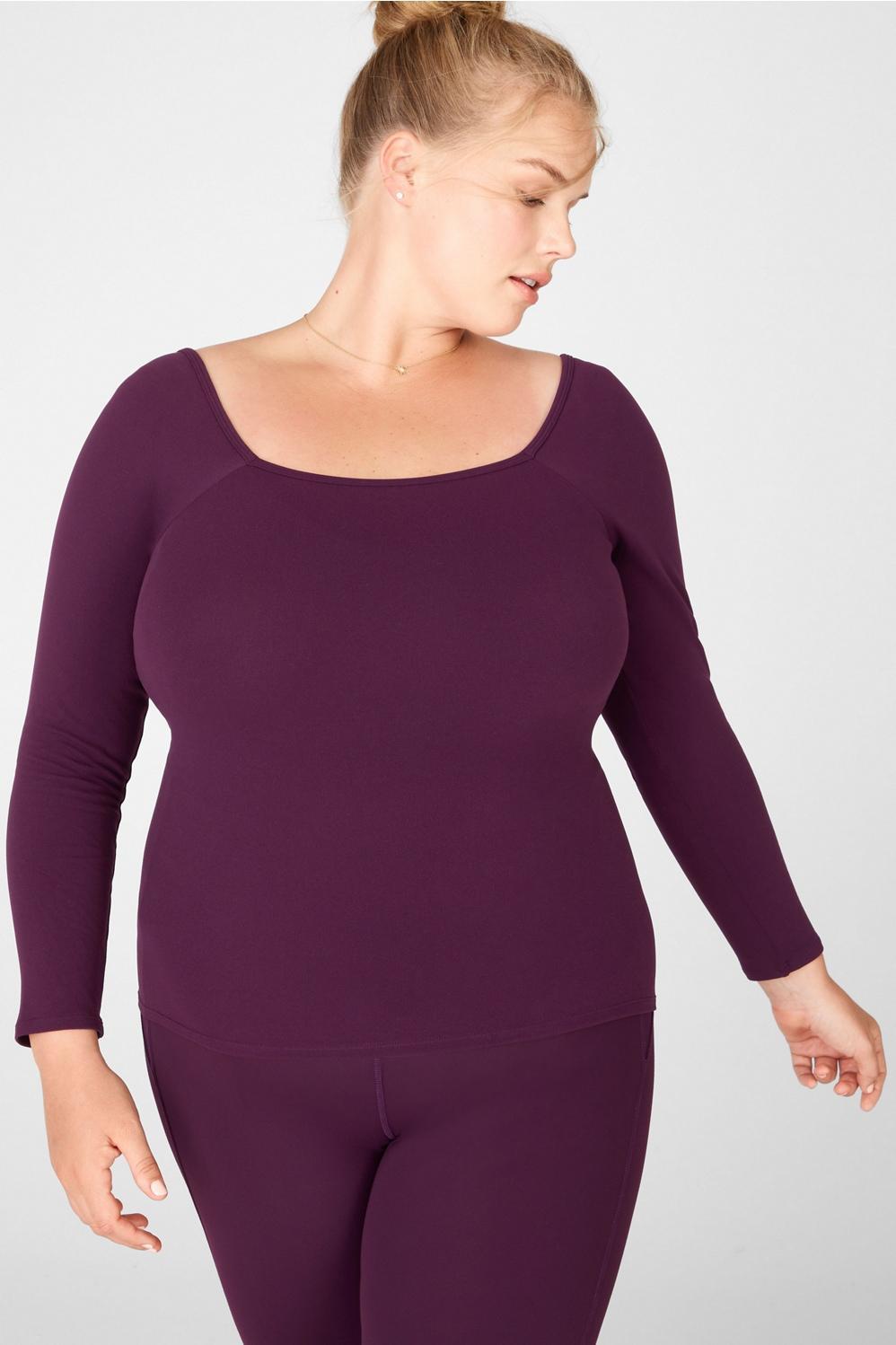 Fabletics Emilia SculptKnit Long-Sleeve Top II Womens purple plus Size 3X Product Image