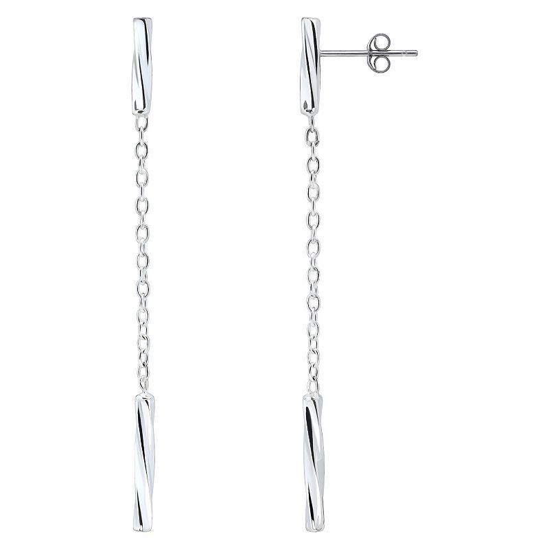 Aleure Precioso Chain & Twisted Bar Drop Earrings, Womens, Silver Tone Product Image