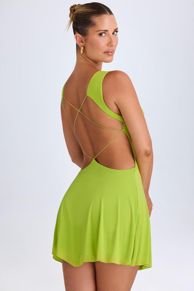 Plunge Cut-Out Mini Dress in Lime Green Product Image