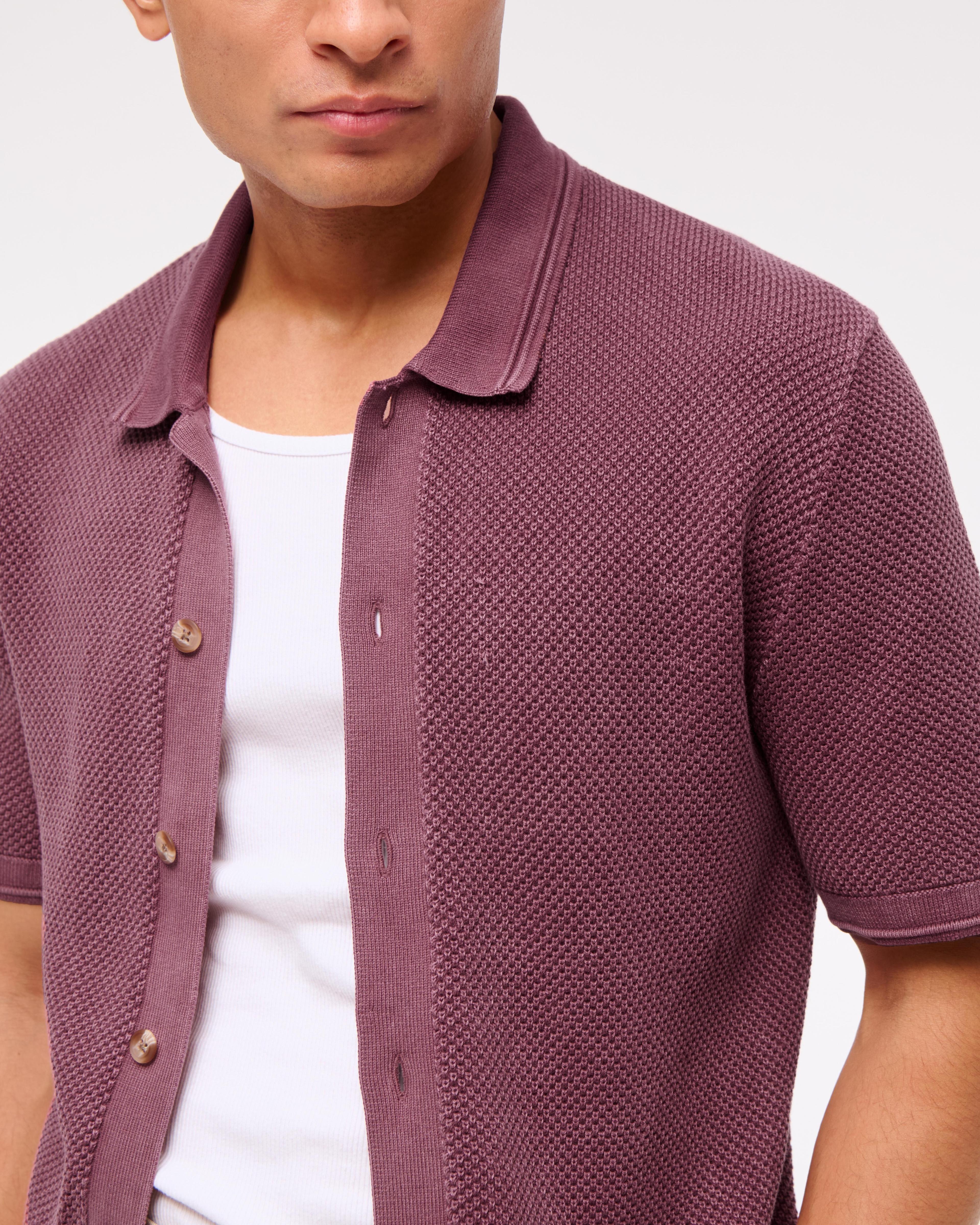 Garment-Dye Button-Through Sweater Polo Product Image