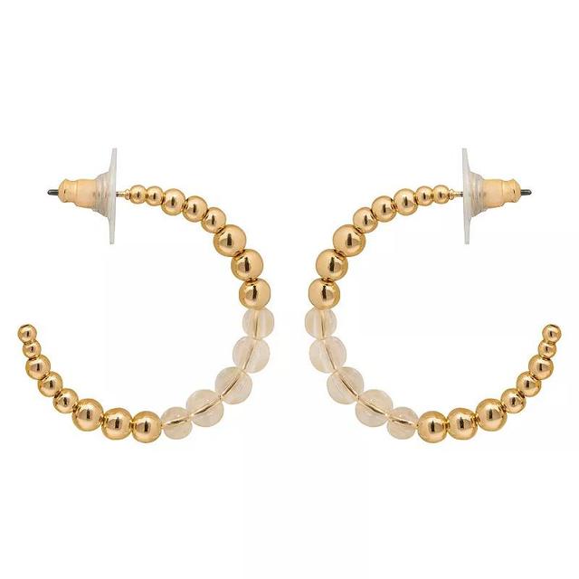 LC Lauren Conrad Gold Tone Mix Beaded Open Hoop Earrings, Womens Product Image