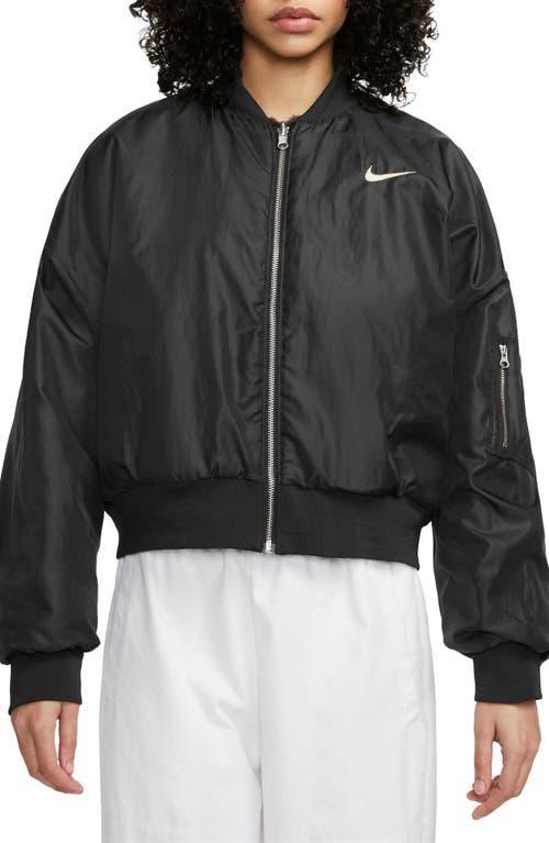 Nike Womens Nike NSW Faux Fur Bomber - Womens Black/Coconut Product Image