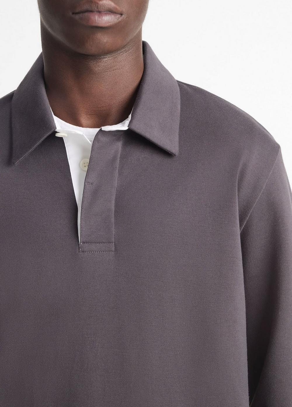 Brushed Pima Cotton Long-Sleeve Polo Shirt Product Image