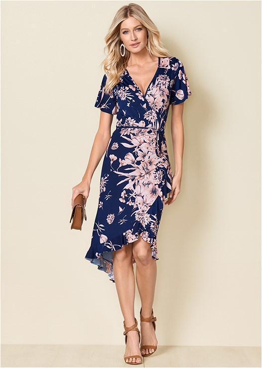 Floral Print Wrap Dress Product Image