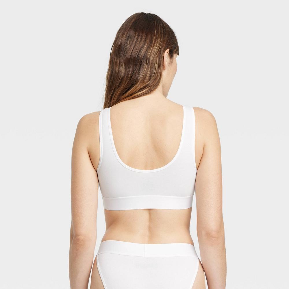 Womens Cotton Stretch Unlined Scoop Bralette - Auden White Product Image