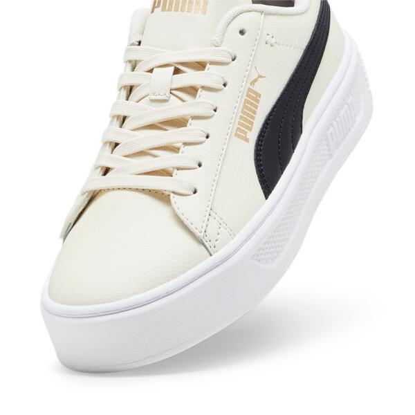 PUMA Smash Platform v3 Women's Sneakers in Alpine Snow/Black/Gold Product Image