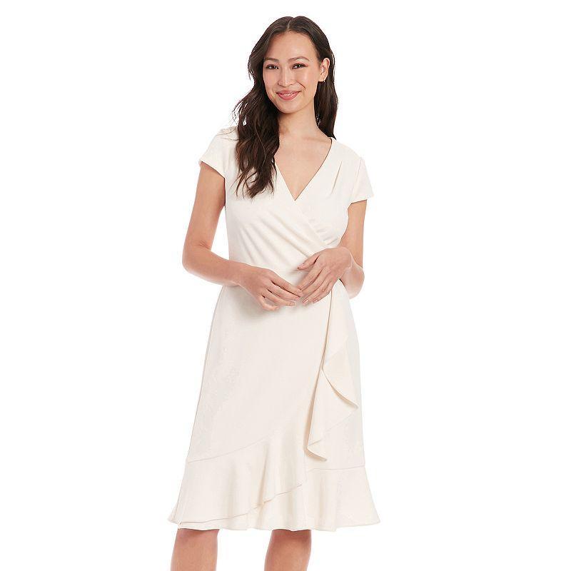 Womens London Times Cascade Ruffle Faux-Wrap Dress Product Image