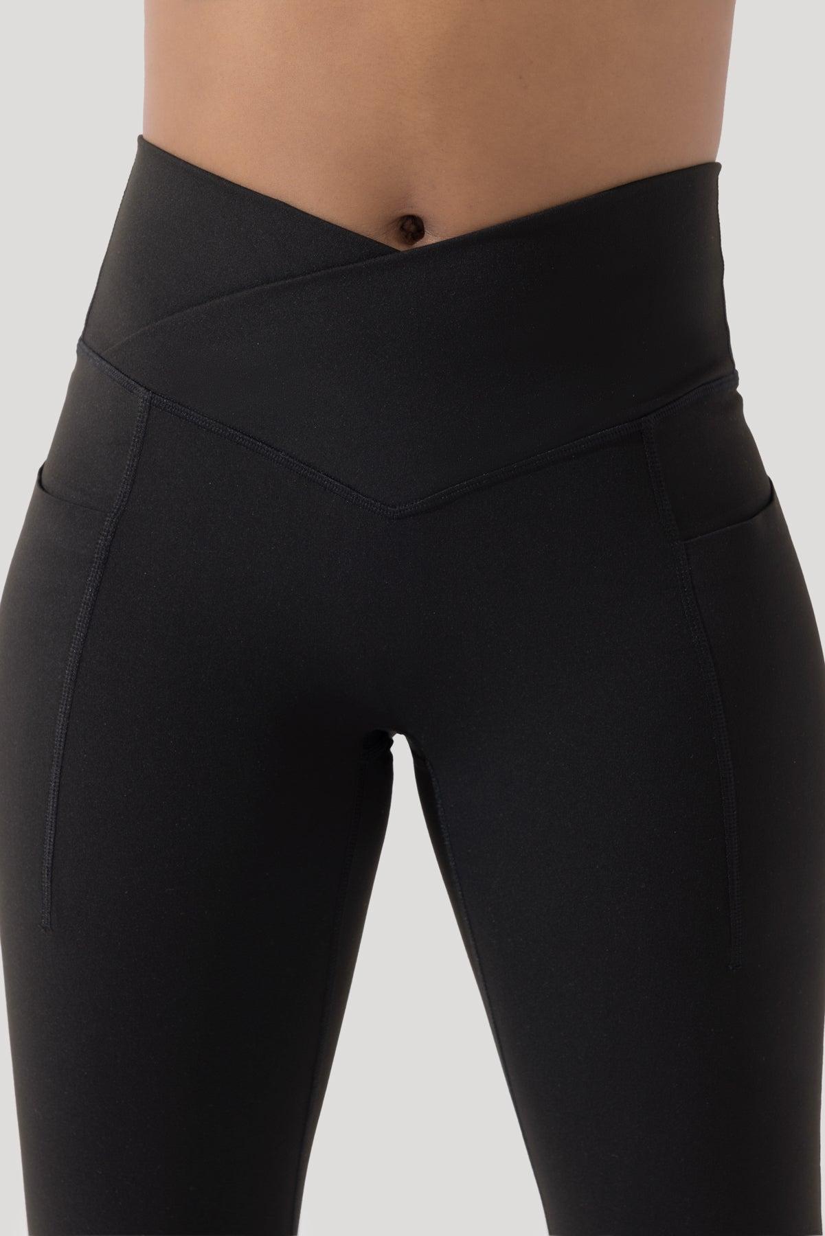 Crisscross Hourglass® Flared Legging with Pockets (Soft Touch) - Black / 29" Product Image