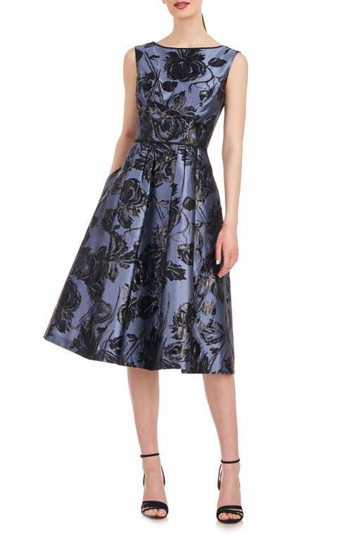 Kay Unger Jackie Floral Jacquard Sleeveless Midi Dress Product Image