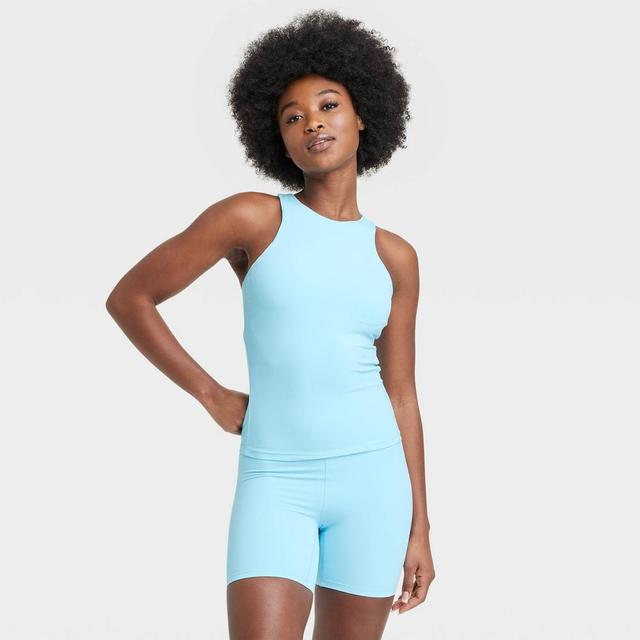 Womens Everyday Soft Racerback Tank Top - All In Motion Light Blue L Product Image